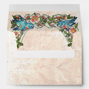 Vintage Boho Blush Pink Floral Bird Wedding Suite Envelope