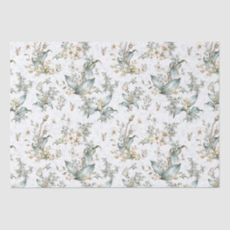 Vintage Boho Botanical Floral Butteflies Decoupage Tissue Paper