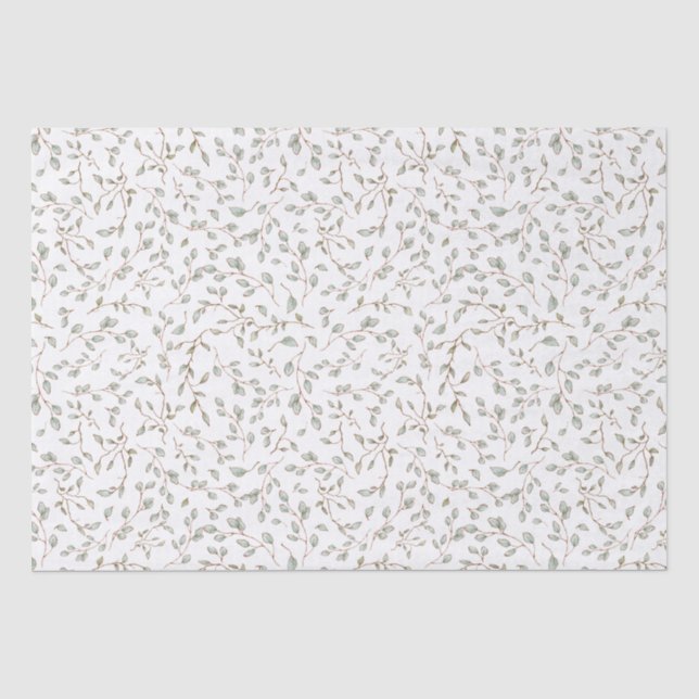 Vintage Boho Botanical Leaf Branches Decoupage Tissue Paper (Front)
