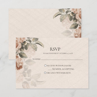 Vintage Boho Botanical RSVP Rustic Terracotta Card