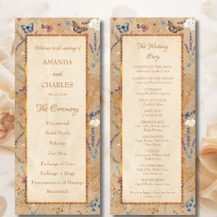 Vintage Boho Butterfly Garden Wedding Program