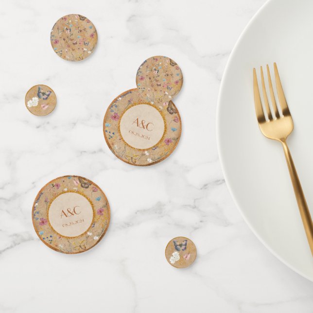 Vintage Boho Butterfly Garden Wedding Table Confetti (Group)