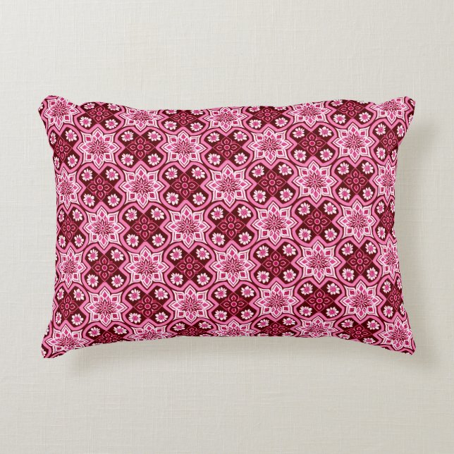 Vintage Boho Chic Floral Pattern Accent Pillow (Front)