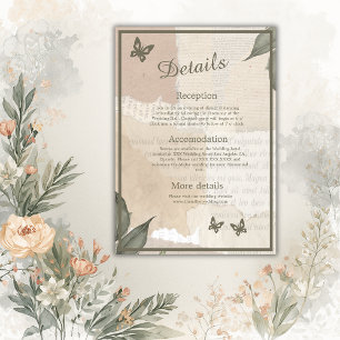 vintage boho chic greenery wedding  enclosure card