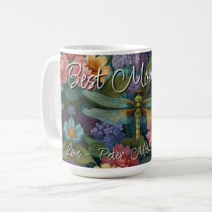 Vintage boho chic pastel floral garden dragonfly  coffee mug