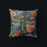 Vintage boho chic pastel floral garden dragonfly  throw pillow<br><div class="desc">Vintage pastel floral garden dragonfly throw pillow.</div>