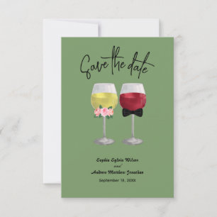 Vintage Boho Couple Wine Wedding Save The Dates Date