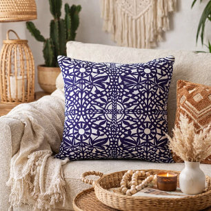 Vintage Boho Floral Customizable Colours Pattern Throw Pillow