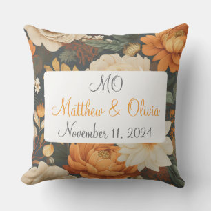 Vintage Boho Floral Pattern Wedding Gift Outdoor Pillow