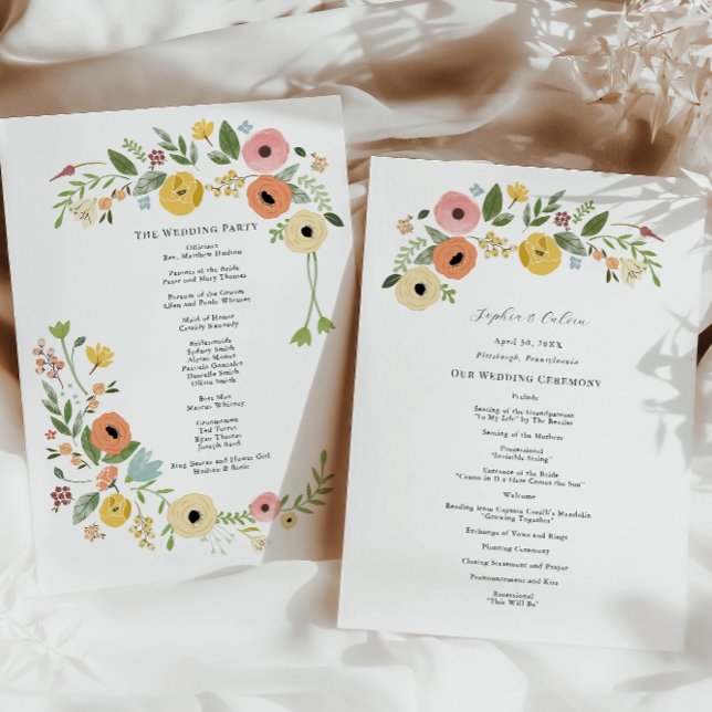 Vintage Boho Floral Wedding Ceremony Program (Creator Uploaded)