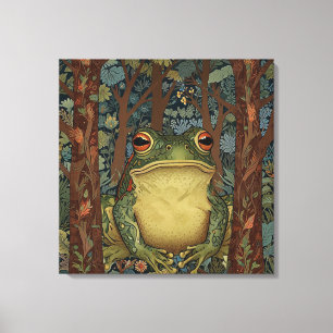 Vintage boho forest frog canvas print