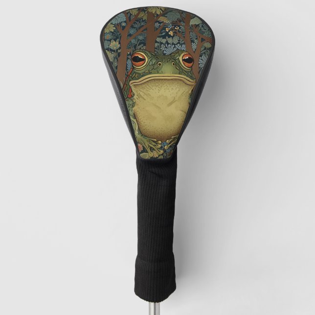 Vintage boho forest frog golf head cover (Front)