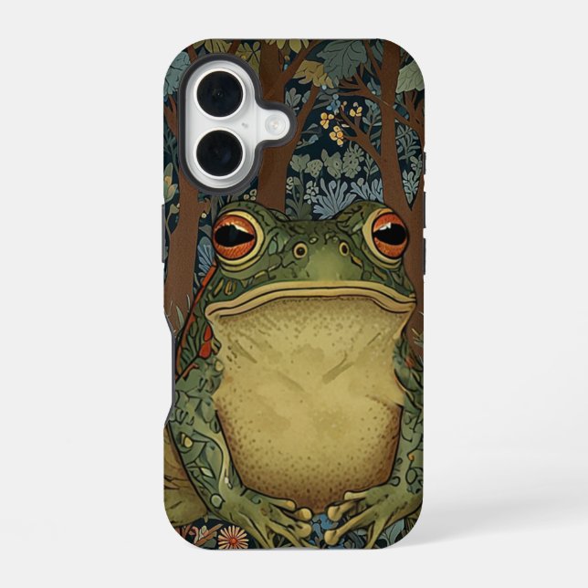 Vintage boho forest frog iPhone 16 case (Back)