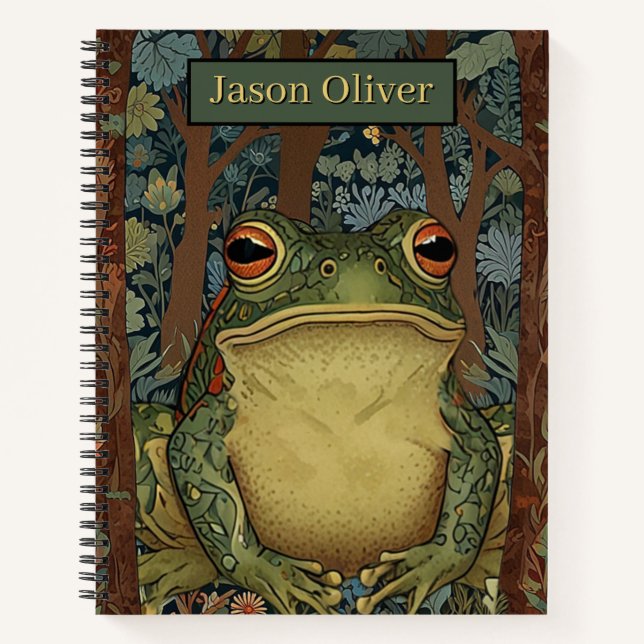 Vintage boho forest frog notebook (Front)