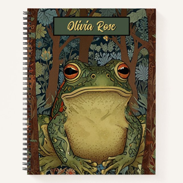 Vintage boho forest frog notebook (Front)