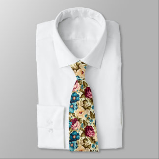 Vintage boho french antique flowers tie