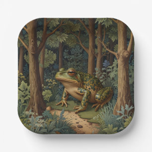 Vintage boho frog woodland forest paper plate
