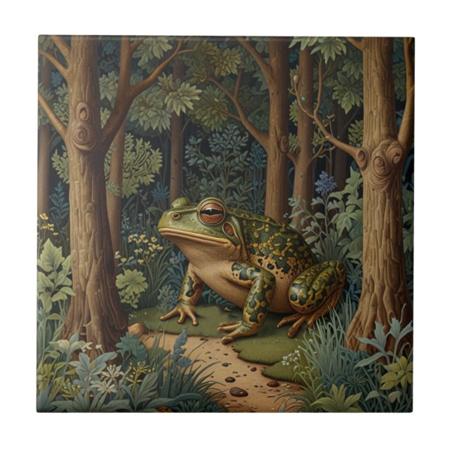 Vintage boho frog woodland forest tile (Front)