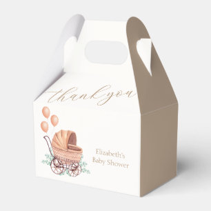 Vintage Boho Greenery Stroller Balloon Baby Shower Favor Box
