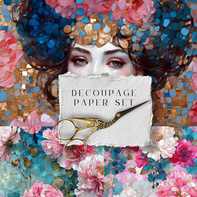 Vintage Boho Mosaic Floral Decoupage Paper Set (Creator Uploaded)