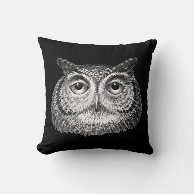 Vintage Boho Owl Design Throw Pillow (Front)