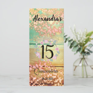 Vintage Boho Rose Gold Rustic Quinceañera Spanish  Menu