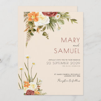 Vintage Boho Rustique Floral Faire-part de mariage