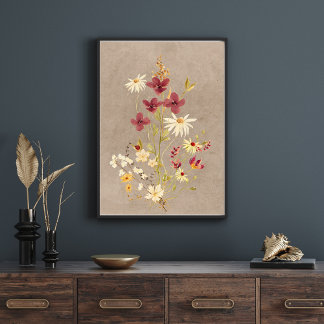 Vintage Boho Style Wildflower Minimalist Poster