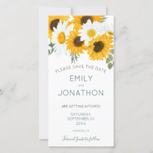 Vintage Boho Sunflower Florals Save The Date