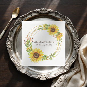 Vintage boho wedding sunflowers romantic  napkin