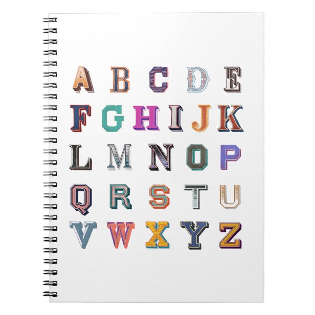  Vintage bold a-z alphabet Notebook (Front)