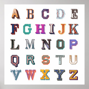  Vintage bold a-z alphabet Poster