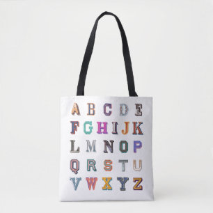  Vintage bold a-z alphabet Tote Bag