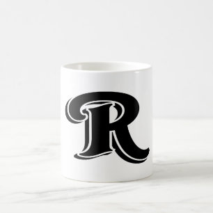 Vintage Bold Black White Letter R Monogram Coffee Mug