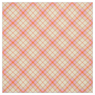 Vintage Bold Girly Plaid Pink Yellow Orange Cute Fabric