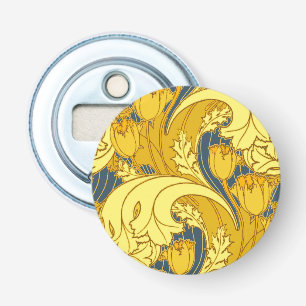 Vintage Bold Tulip Blue Gold Pattern Bottle Opener