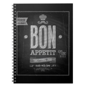 Vintage Bon Appetit Poster - Chalkboard Notebook