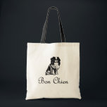 Vintage Bon Chien Good Dog Pet Tote Bag<br><div class="desc">Perfect for hauling all your pet's gear. Beautiful black and white vintage dog illustration with  Good Dog french translation—Bon Chien! Ideal for toys and treats! Add your pet's name if desired.</div>