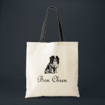 Vintage Bon Chien Good Dog Pet Tote Bag<br><div class="desc">Perfect for hauling all your pet's gear. Beautiful black and white vintage dog illustration with  Good Dog french translation—Bon Chien! Ideal for toys and treats! Add your pet's name if desired.</div>