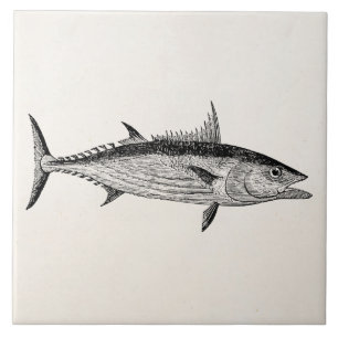 Vintage Bonito Fish - Aquatic Fishes Template Tile