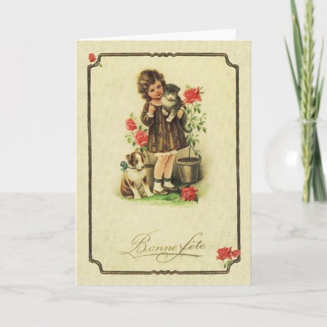 Vintage Bonne fête French Birthday Card (Front)