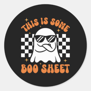 Vintage Boo Funny Halloween Ghost This Is Hallowee Classic Round Sticker