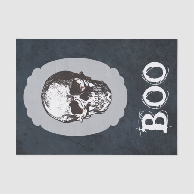 Vintage Boo Skull Halloween Tissue Paper (Front)