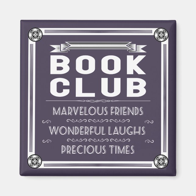 Vintage Book Club Typography Purple Magnet (Front)