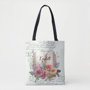 Vintage Book Club Watercolor Floral Tote Bag
