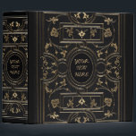 Vintage Book Cover Gilded Decoration On Black Binder<br><div class="desc">A beautifully gilded 200 year old book cover. Customize by adding your own text to the front,  back and spine.</div>