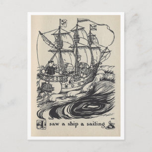 Vintage Book Illustration "I Saw a Ship a Sailing" Postcard