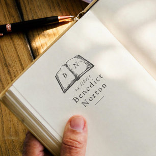 Vintage Book Illustration Initials Ex Libris Book Self-inking Stamp