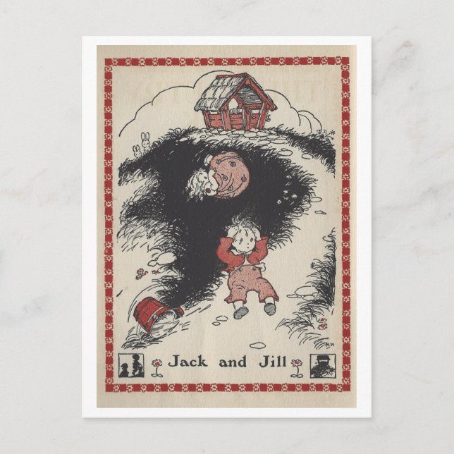 Vintage Book Illustration Jack and Jill Postcard (Front)