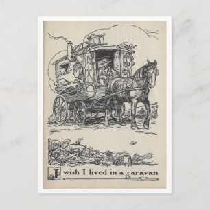 Vintage Book Illustration Nomadic Travel Postcard